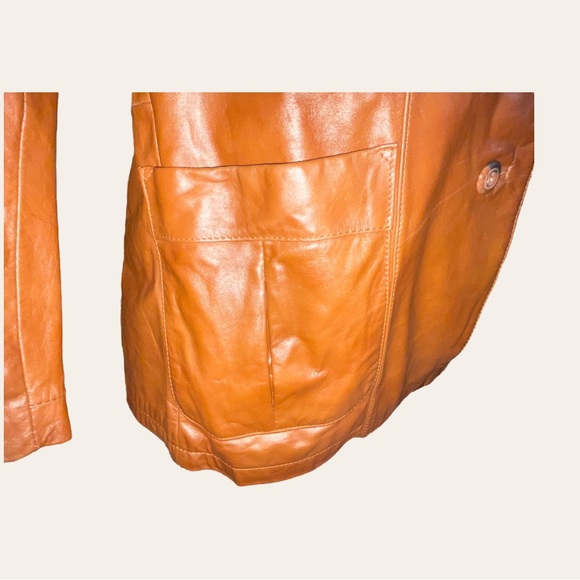 VINTAGE | 70s Wilson's Leather caramel single breasted blazer jacket - Picture 12 of 15